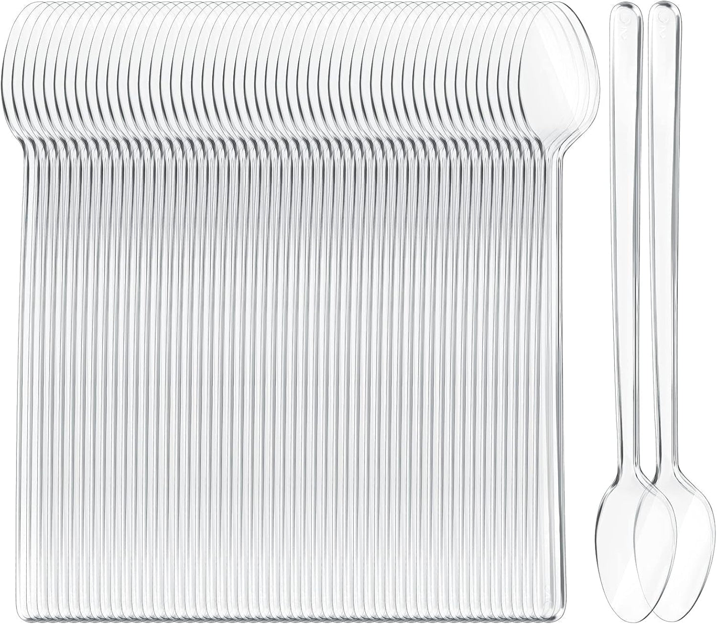 Long Handle Spoon 200 Pcs Clear Plastic Ice Cream Spoons 7.08 Inch Heavy Duty Sundae Spoons for Ice Cream Floats, Milkshakes, Tea, Stirring Cocktails and Tall Beverages