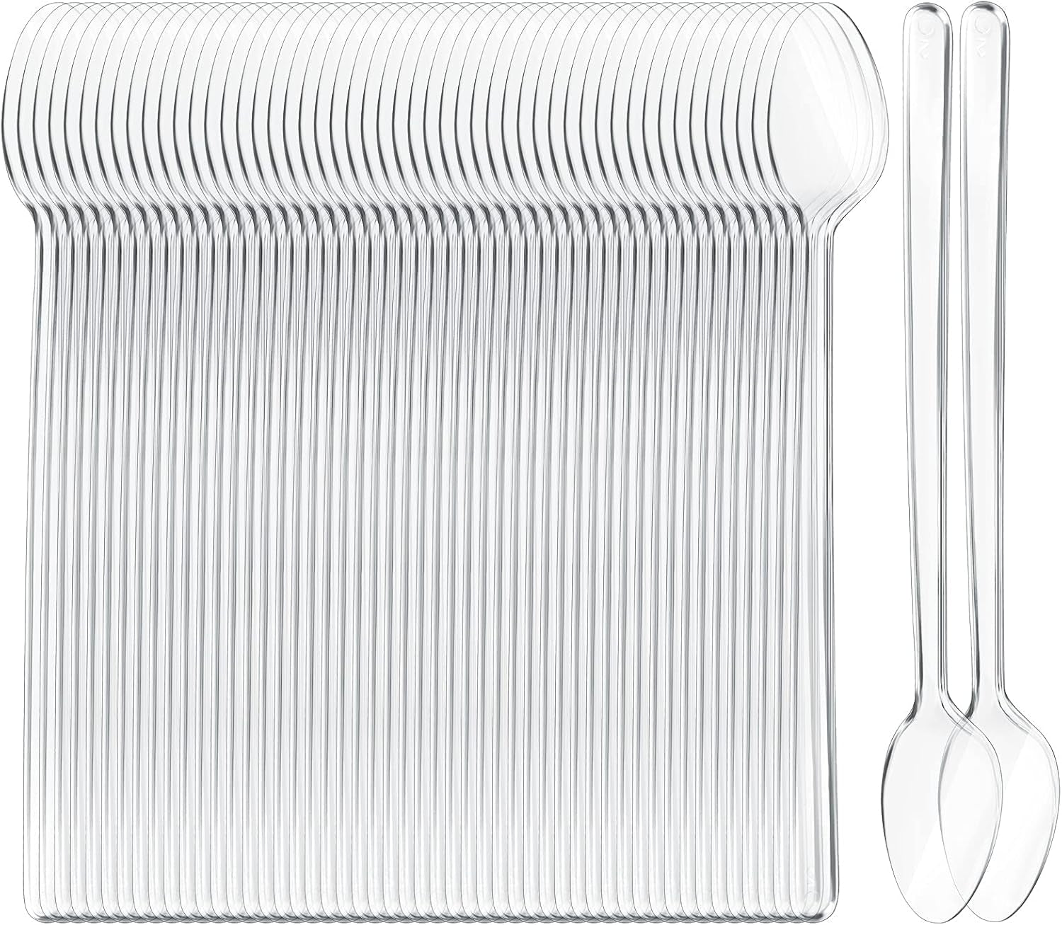 Long Handle Spoon 200 Pcs Clear Plastic Ice Cream Spoons 7.08 Inch Heavy Duty Sundae Spoons for Ice Cream Floats, Milkshakes, Tea, Stirring Cocktails and Tall Beverages
