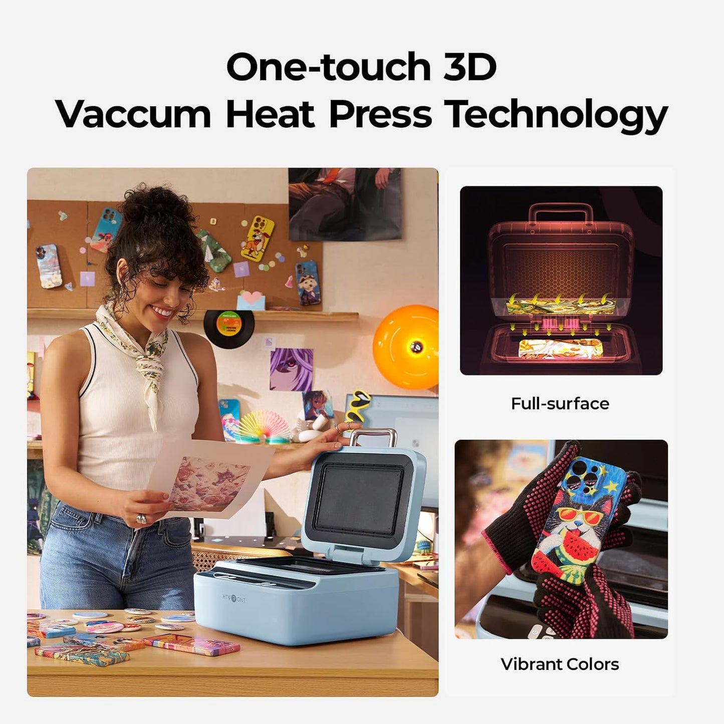 Phone Cases Heat Press - 3D Vacuum Heat Press with Is Software, Auto Temperature Control. Includes 2 Adjustable Phone Fixture(Compatible with Iphone & Android)