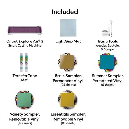 Cricut Explore Air 2, Boysenberry - Vinyl & Tool Kit Starter Bundle