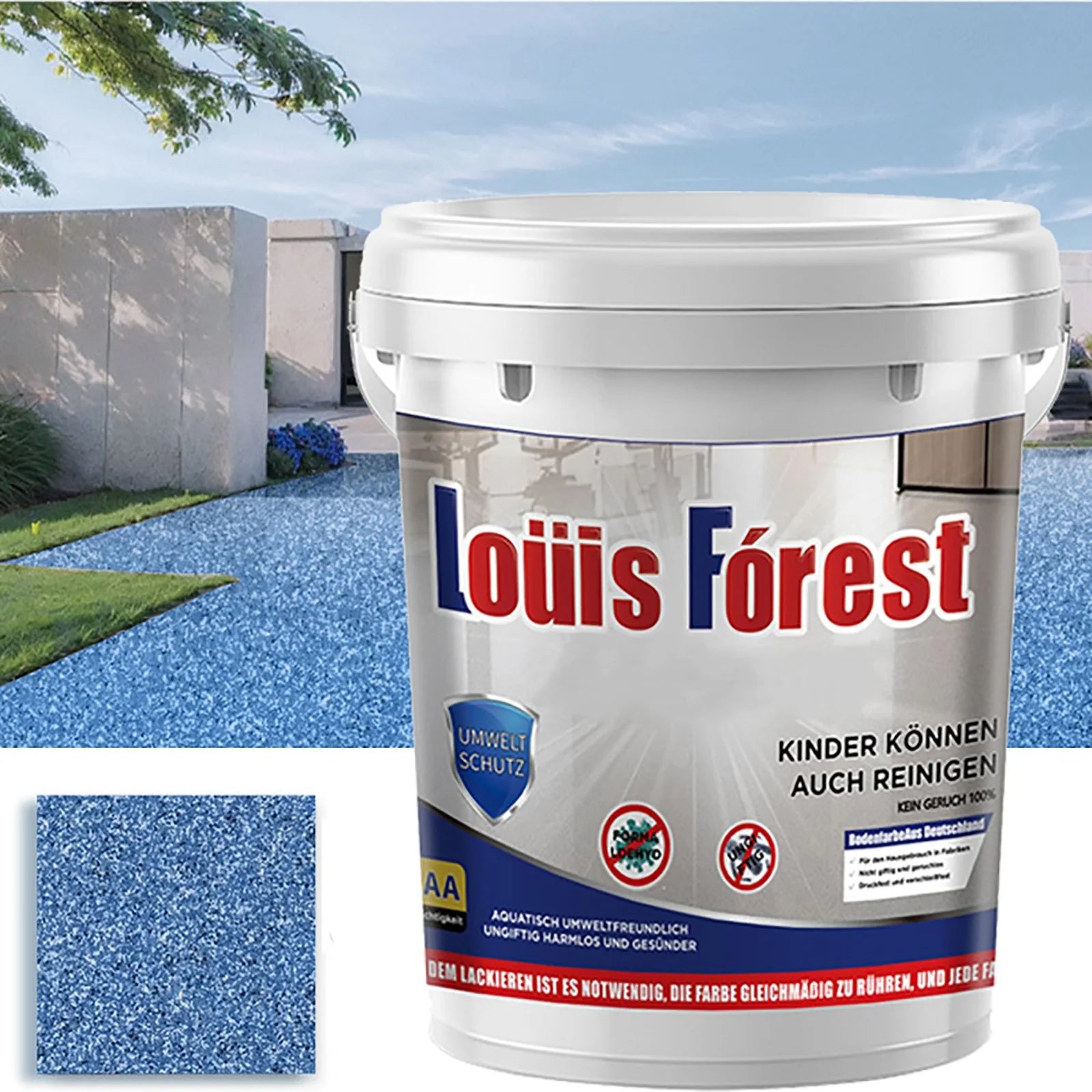 High-Gloss Marble Effect Epoxy Floor Coating, Louis Forest Epoxy Floor Paint, Garage Floor Paint, Waterproof Water-Based Epoxy Floor Paint (Dark Blue，0.5Ml)