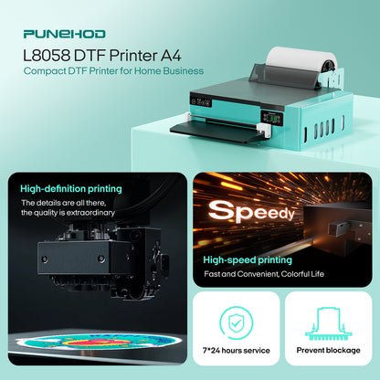PUNEHOD DTF Printer A4 L8058 Transfer Printing DIY Print T-Shirt Printer + Oven