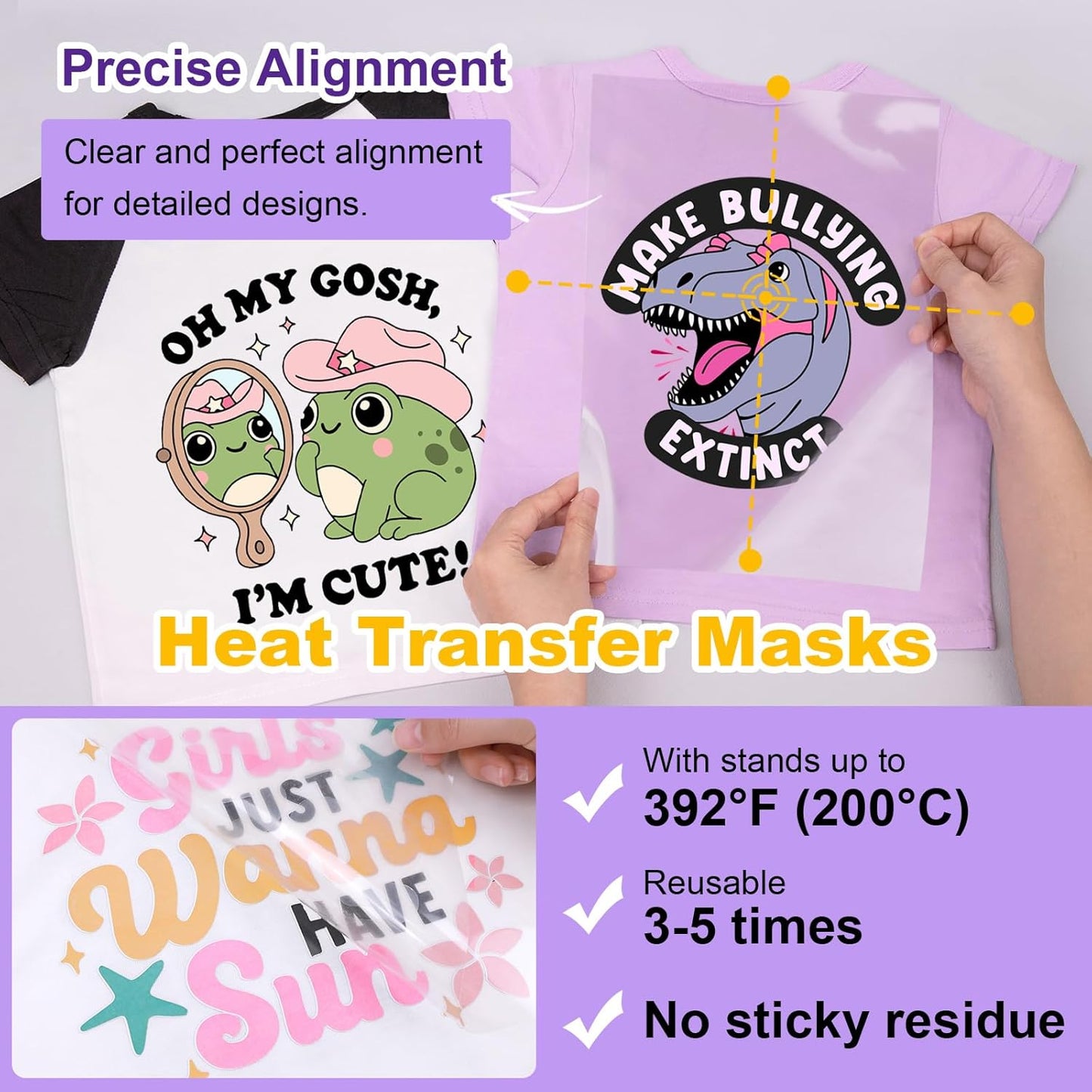 Printable Heat Transfer Vinyl & Mask Sheets for T-Shirts (Each 7 Sheets), 8.5" X 11" Inkjet Printable HTV Vinyl Iron on Transfer Paper for Light & Dark Fabric