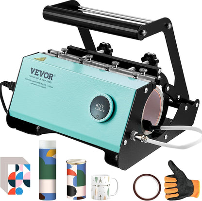 VEVOR Tumbler Heat Press Machine, Tumbler Press for 30OZ 20OZ Sublimation Straight Skinny Tumblers, with Knob Control Temp&Timer Setting for 11-16Oz Mugs, Mug Press with Paper Heat Tape Gloves-Green