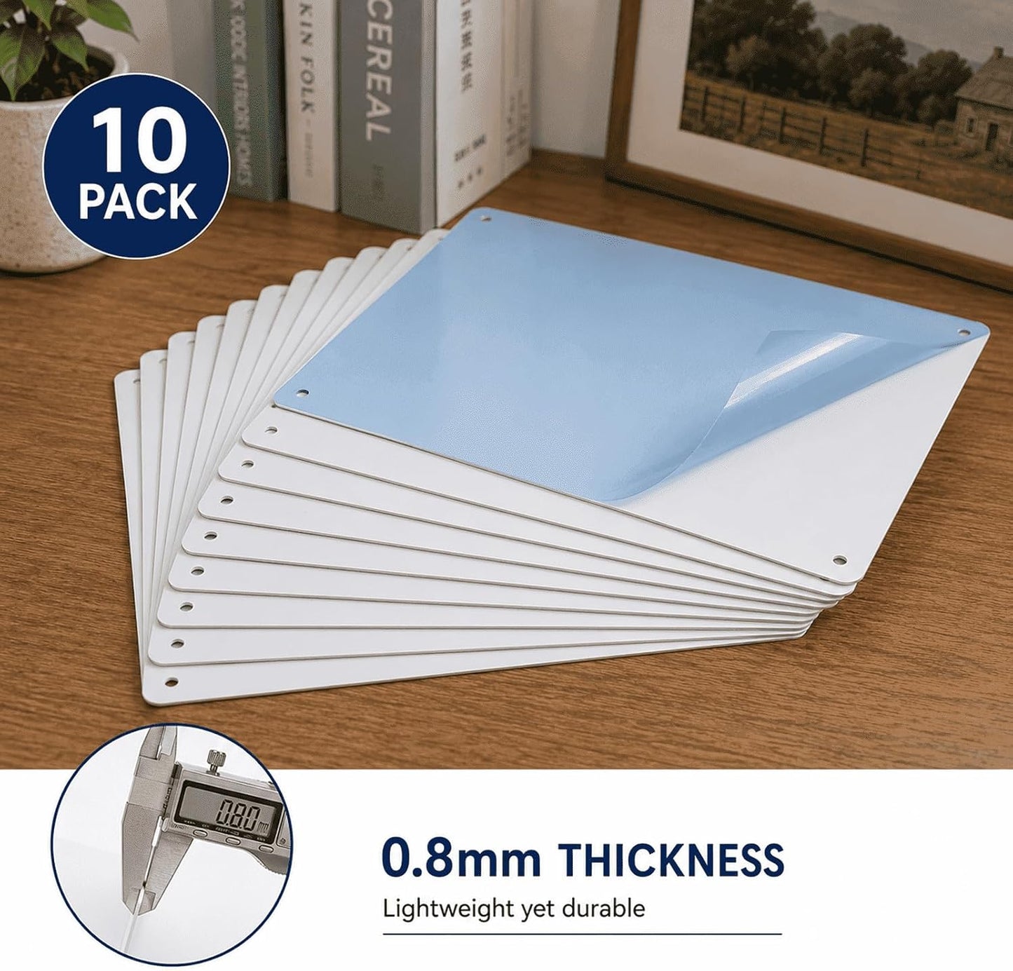 White Blank Metal Sign,10 X 7 Inches Sturdy Rust Free Aluminum Metal Signs White Color Blank Sign, Waterproof, Easy Mounting, Indoor or Outdoor Use (10)