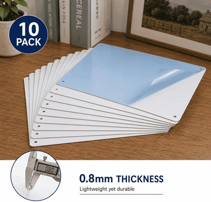 White Blank Metal Sign,10 X 7 Inches Sturdy Rust Free Aluminum Metal Signs White Color Blank Sign, Waterproof, Easy Mounting, Indoor or Outdoor Use (10)