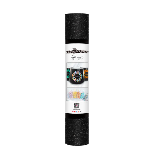 Black Glitter Vinyl Permanent – Shimmer Vinyl Adhesive Vinyl Roll 1Ft X 5Ft, Glitter Black Vinyl for DIY Crafts Designs