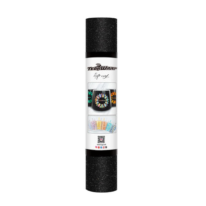 Black Glitter Vinyl Permanent – Shimmer Vinyl Adhesive Vinyl Roll 1Ft X 5Ft, Glitter Black Vinyl for DIY Crafts Designs