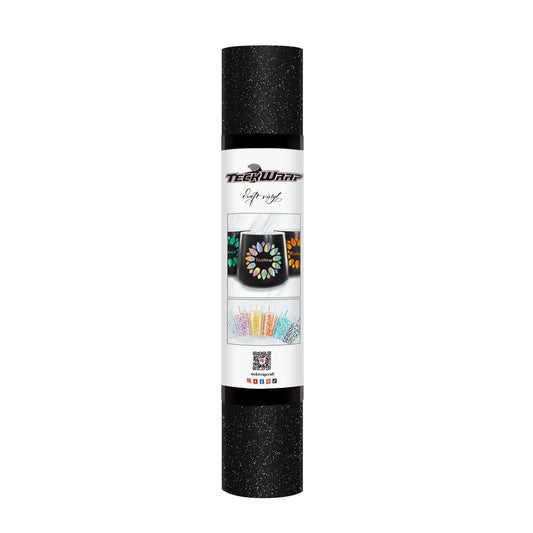Black Glitter Vinyl Permanent – Shimmer Vinyl Adhesive Vinyl Roll 1Ft X 5Ft, Glitter Black Vinyl for DIY Crafts Designs