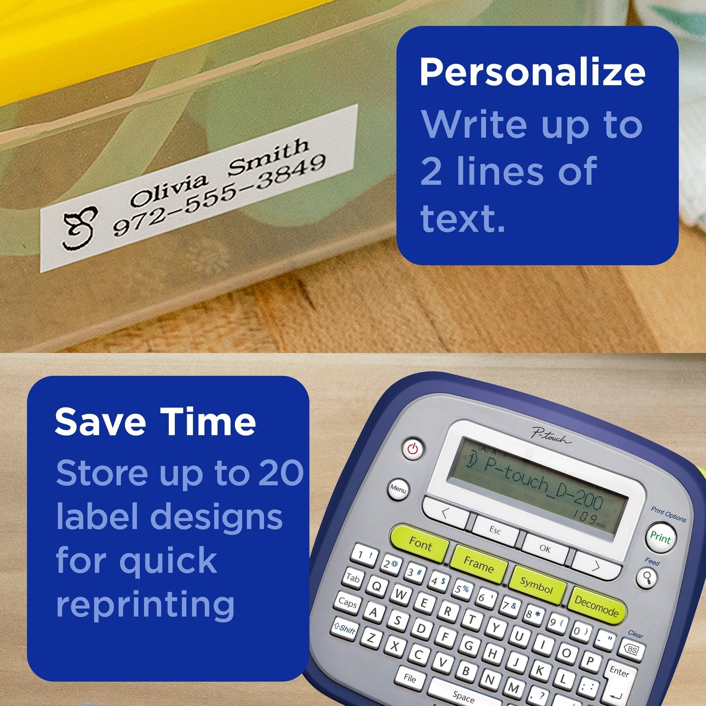 P-Touch PT-D200G Label Maker with Tape, Easy-To-Use Home & Office Labeling Solution