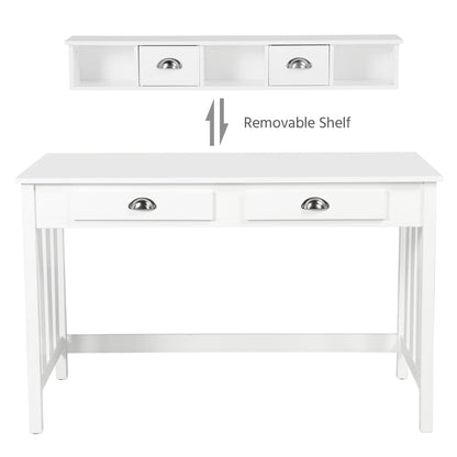Modern Wood Computer Desk with 4 Drawers, White