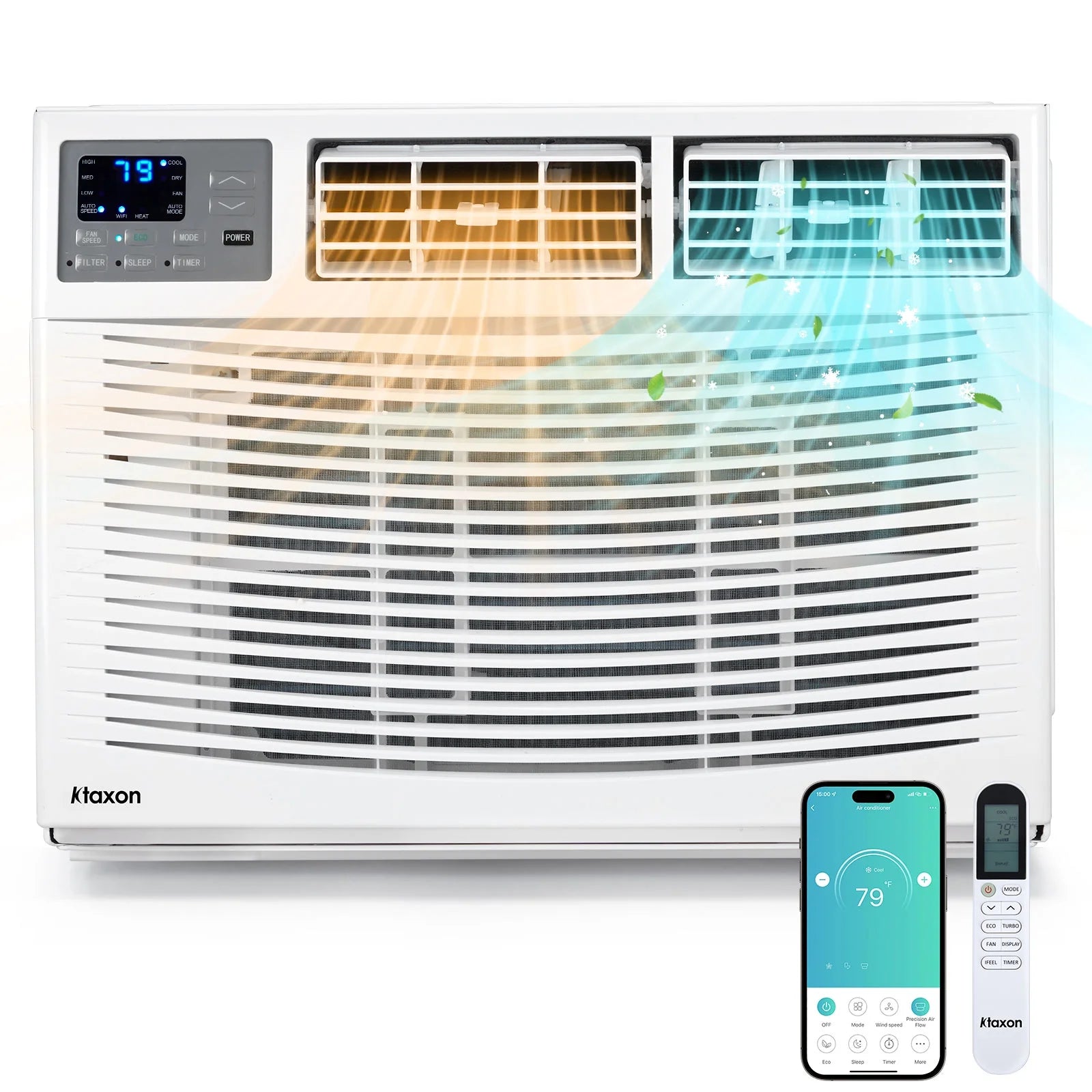 18000 BTU Window Air Conditioner with Heat, Window AC Unit & Heater Combo with APP & Voice Smart Control, Timer Function & Easy Installation Kit, Work with Alexa/Google Assistant, 208/230V
