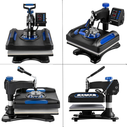 Heat Press Machine 15X15In, Assemble 5 in 1, Fast-Heating, 360 Swing Away, Digital Control Multifunction Sublimation Combo, Blue