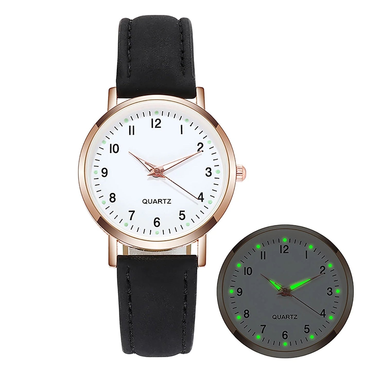Women'S Watches, Classic  with Luminouse Easy Read Dial, Leather Watch Band, Vintage Small Face round Watches for Women, Birthday Gift for Ladies (Black)