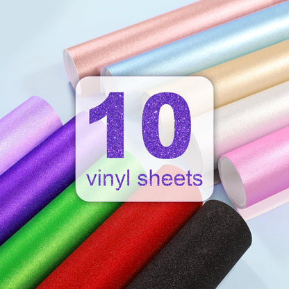 Shimmer Vinyl Glitter Adhesive Sheets for Craft Cutter 12" X 12" 10 Sheets/Pack