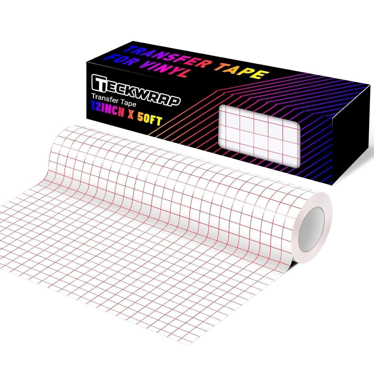 Clear Vinyl Transfer Tape for Vinyl -12" X 50 FT W/Red Alignment Grid Transfer Paper, Medium Tack for Decals, Signs Stickers,Home Decor
