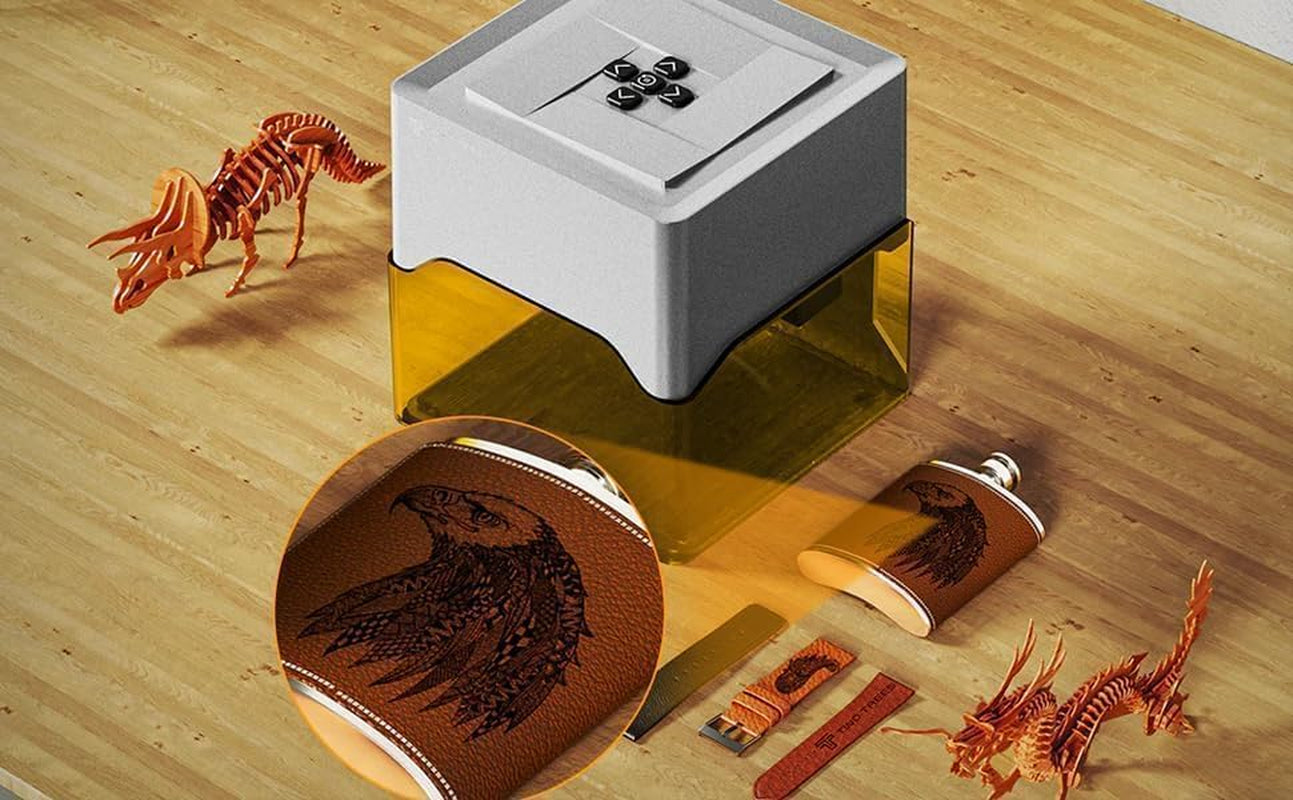 Twotrees TS1 Mini 3W Laser Engraver, Fully Enclosed Safe Design 80X80Mm, 1Kg Ultra-Portable Bluetooth APP Control for DIY Small Gifts Family Classroom
