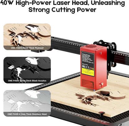 40000Mw Laser Engraver, 450Mm X 900Mm Working Area Laser Cutter, 0.06Mm Precision Engraving Machine, Laser Engraver for Wood Metal Acrylic Leather, Wifi & USB Connectivity, GRBL Compatible