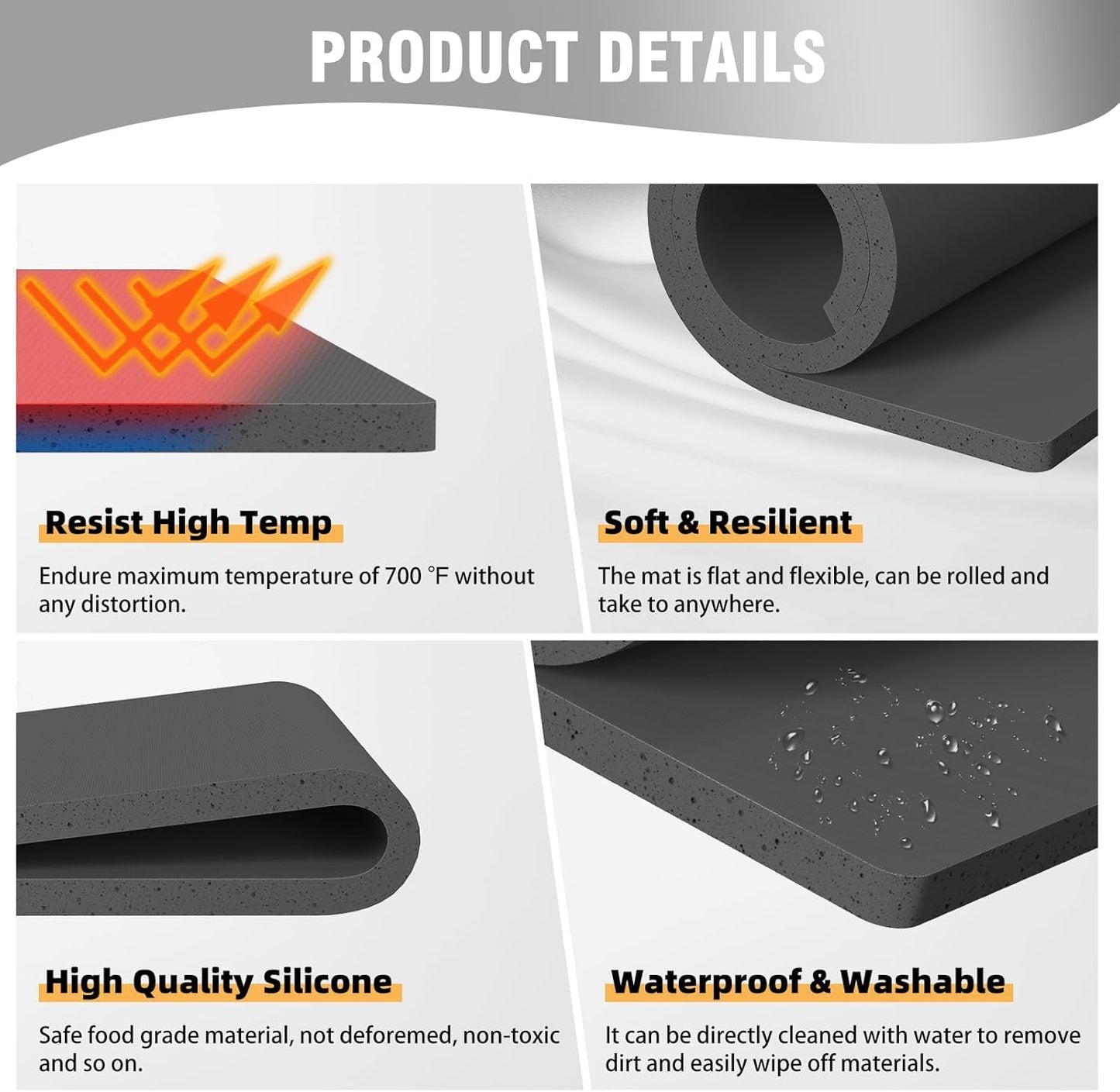 Bettersub Silicone Heat Press Mat 12''X15'', Heat Press Machine Pad Resistant Fireproof 0.3Inch Thickness, Double Sided Easy Washable Press Mat for Vinyl HTV Ironing Insulation Transfer Crafting