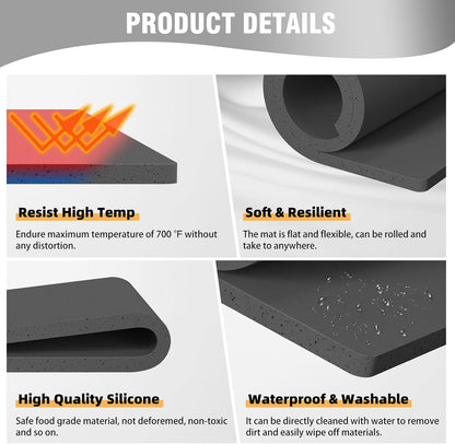 Bettersub Silicone Heat Press Mat 12''X15'', Heat Press Machine Pad Resistant Fireproof 0.3Inch Thickness, Double Sided Easy Washable Press Mat for Vinyl HTV Ironing Insulation Transfer Crafting