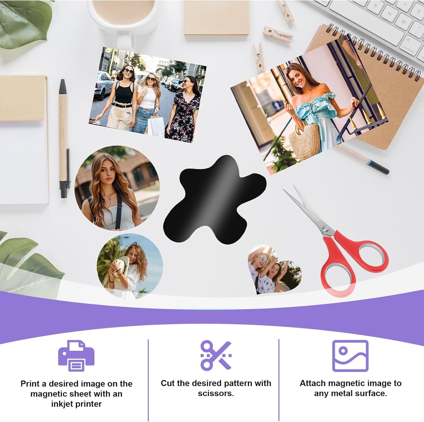 Printable Magnetic Sheets 8.5X11 Inches Matte Magnet Paper Sheet 24 Pcs Non Adhesive Magnetic Paper for Inkjet Printers, Flexible Magnet Photos for DIY Crafts