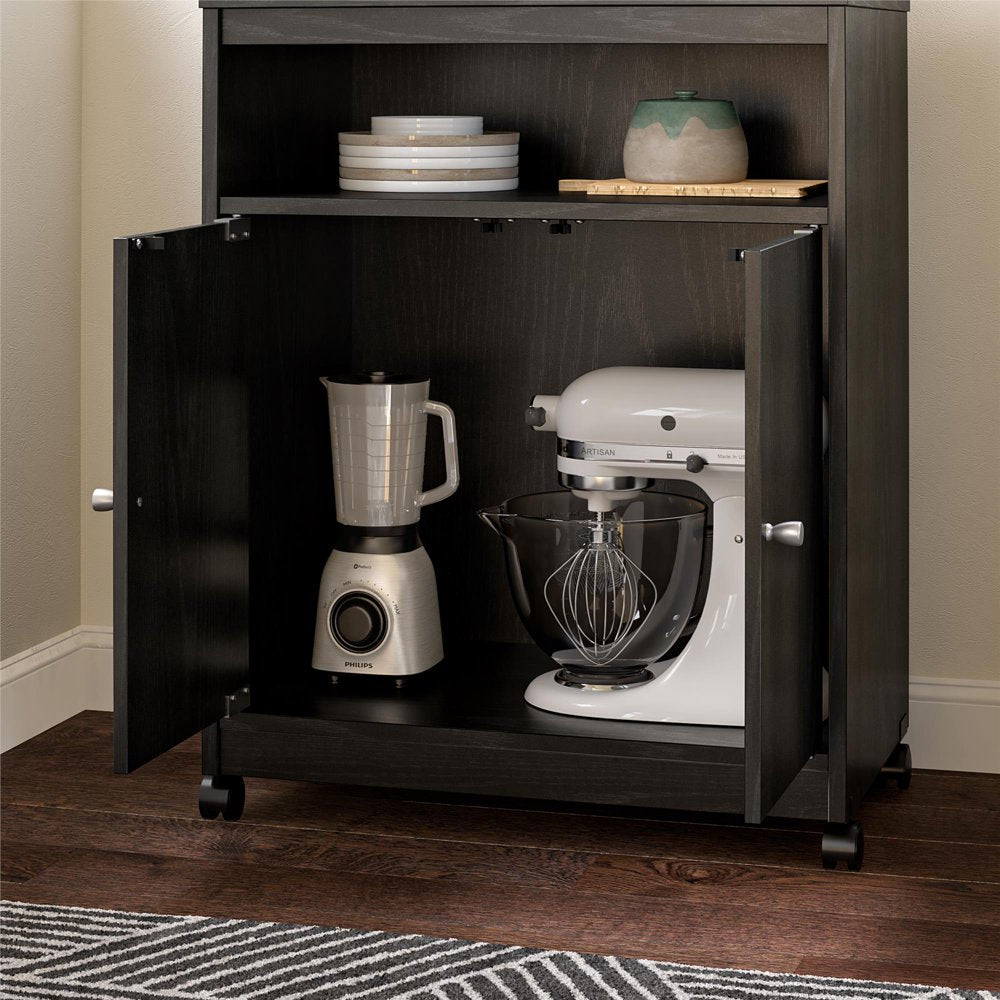 Landry Kitchen Microwave Cart, Black Oak