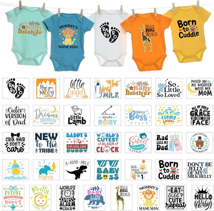 36Pcs Baby Iron on Patches for Onesies,Funny Baby Boy Iron on Transfers Ready to Press，Baby Shower Games Onesie Decorating Kits for DIY Crafts,Baby Shower Decorations（Boy）