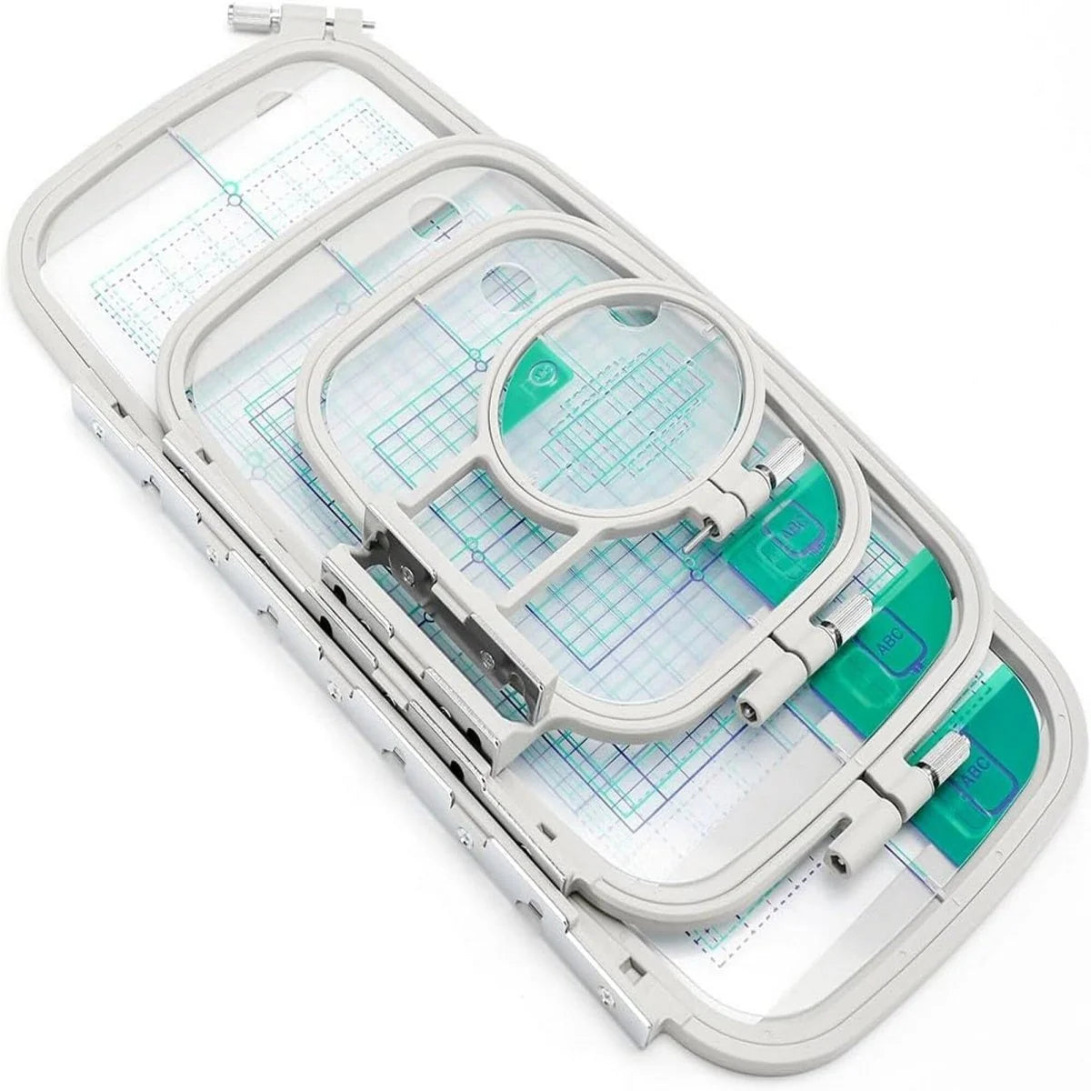 4Pc Embroidery Hoop Set & Accessories for Brother SE2000, PE900 & Other Models