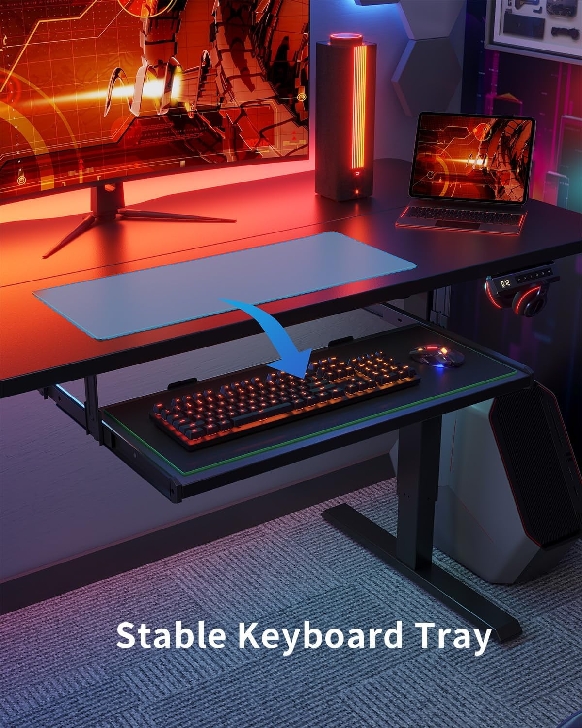 Standing Desk with Keyboard Tray, 63 X 24 Inch Height Adjustable Electric Standing Desk, Sit Stand up Desk, Computer Office Desk, Black