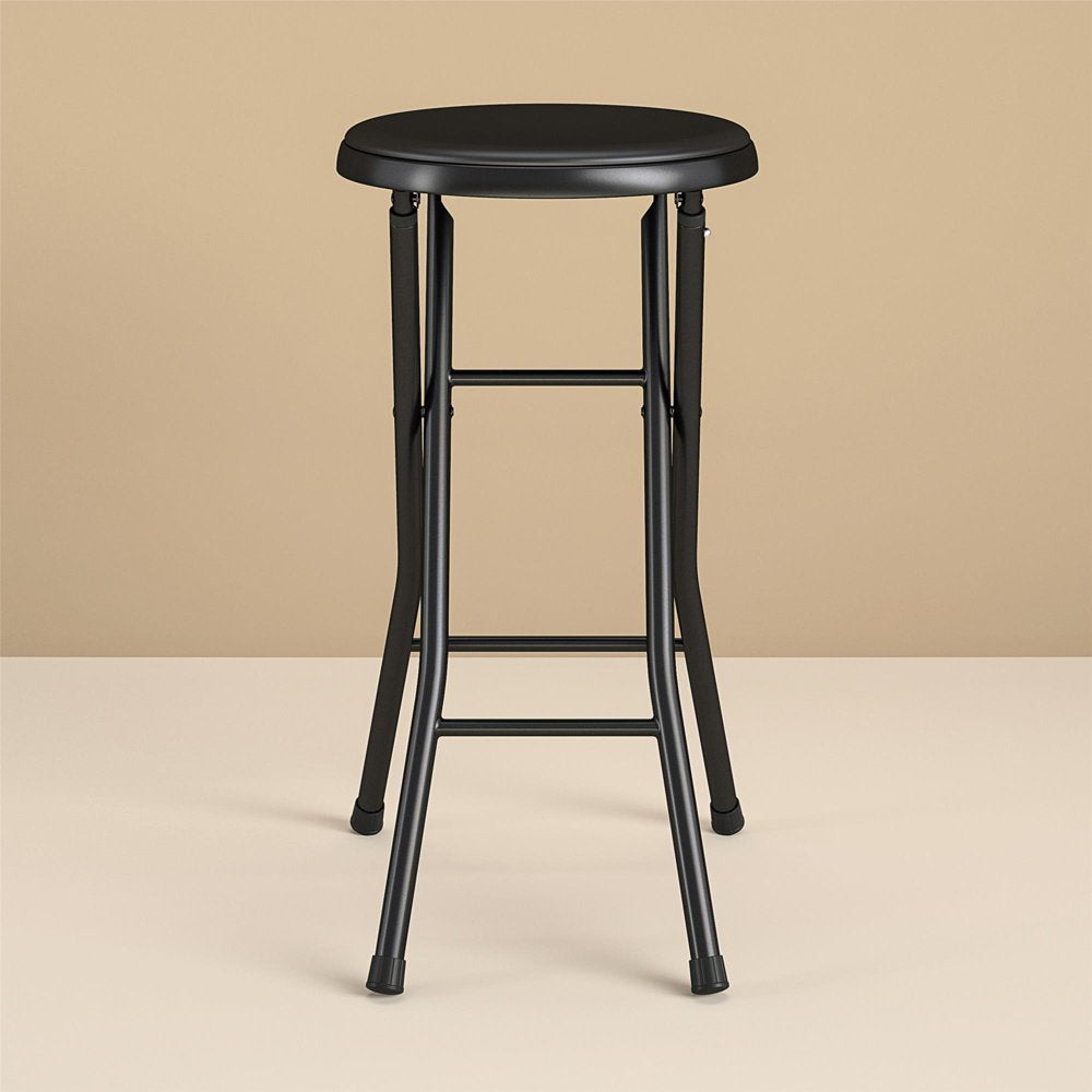 Folding Metal Stool, Black