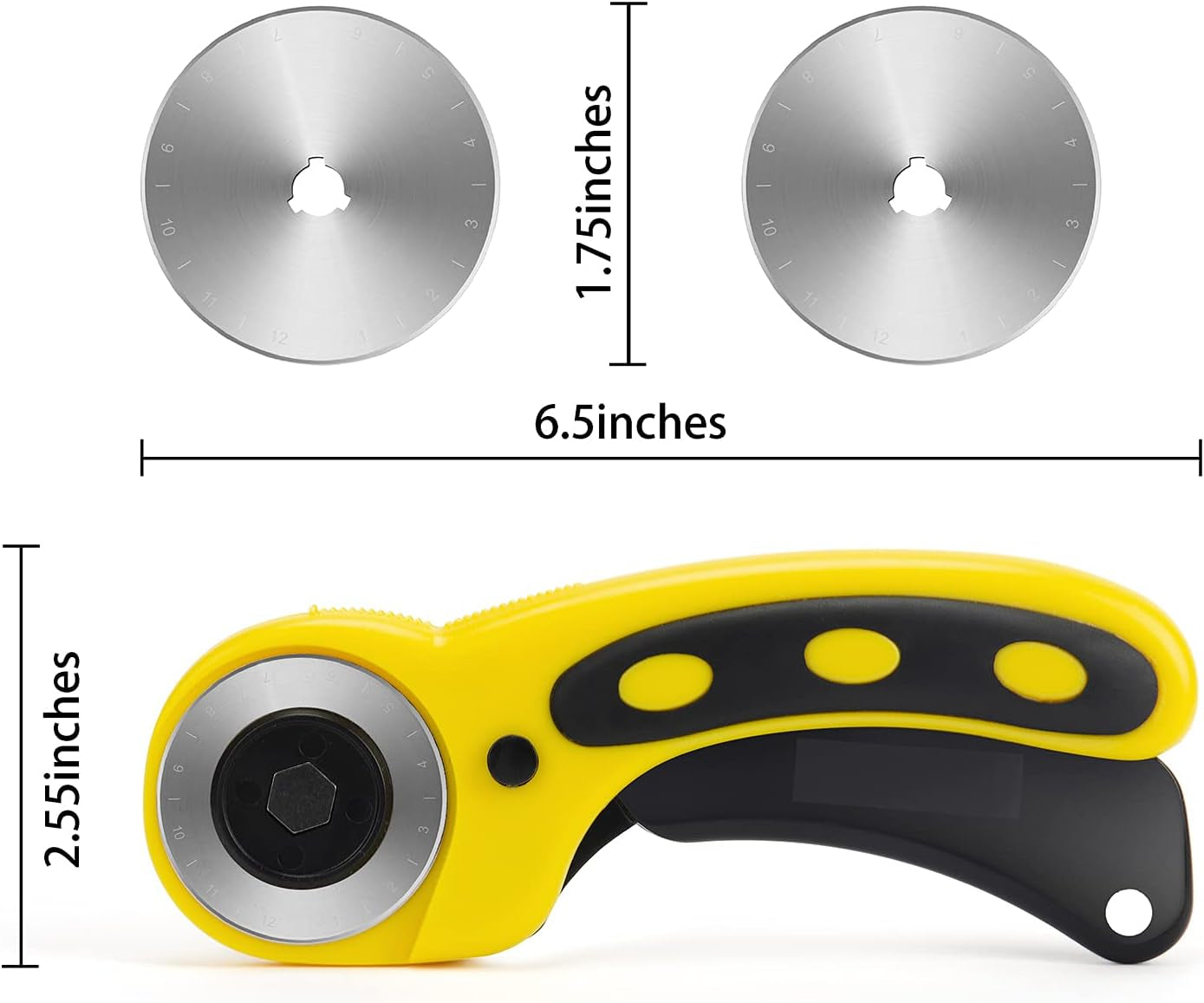 WORKLION Ergonomic Rotary Cutter Set: Safety Lock, 2 Replacement Blades for Sewing, Quilting, Scrapbooking & Arts & Crafts