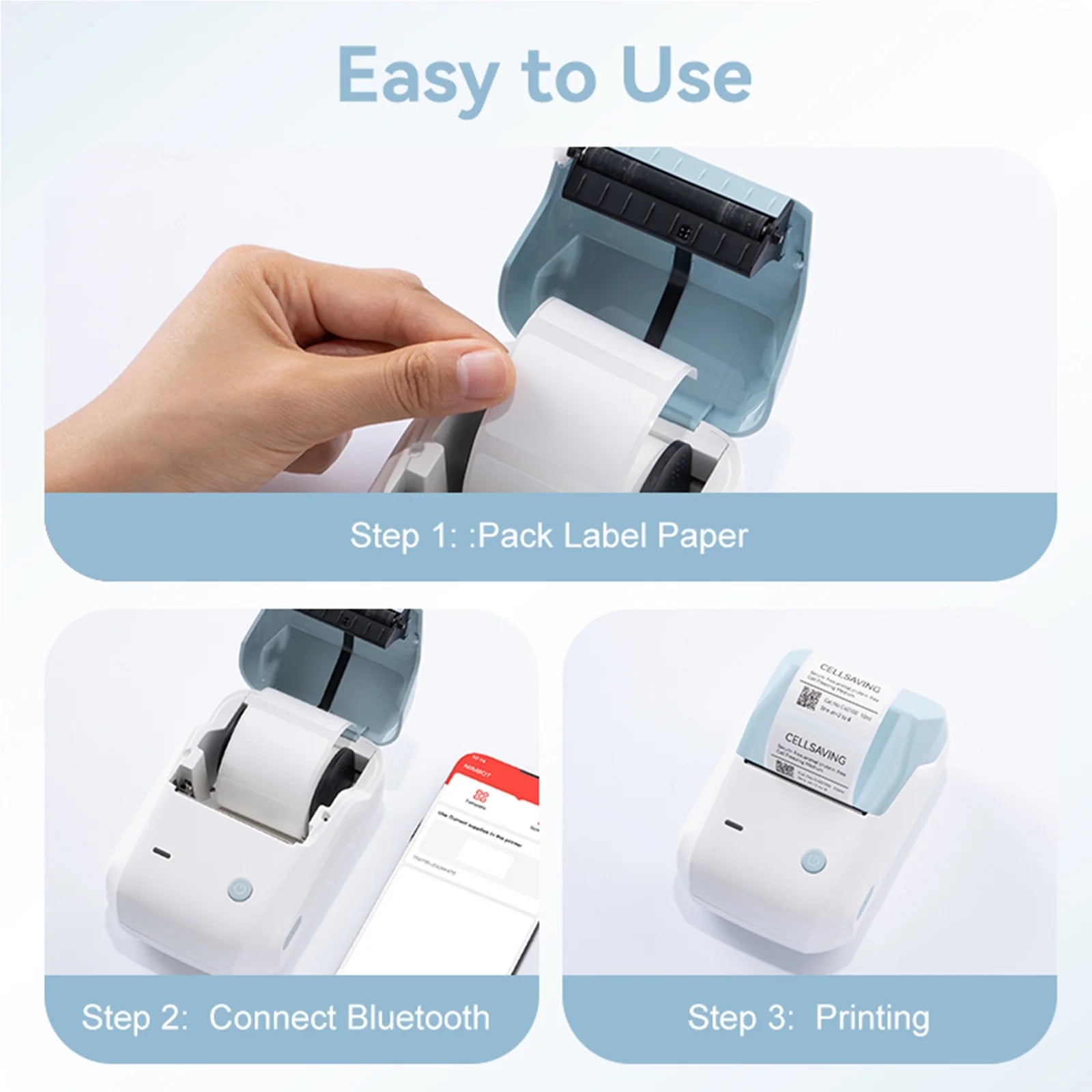B1 Label Makers, 2 Inch Bluetooth Label Maker Auto Identification Portable Label Printer (Cyan)