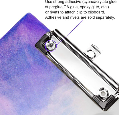 A4 Letter Size Clipboard Epoxy Resin DIY Casting Soft Silicone Molds + 5 Stainless Steel Low-Profile Clips, Retractable Hanging Hole Write Pad Draw Board Document Holder School Office Business