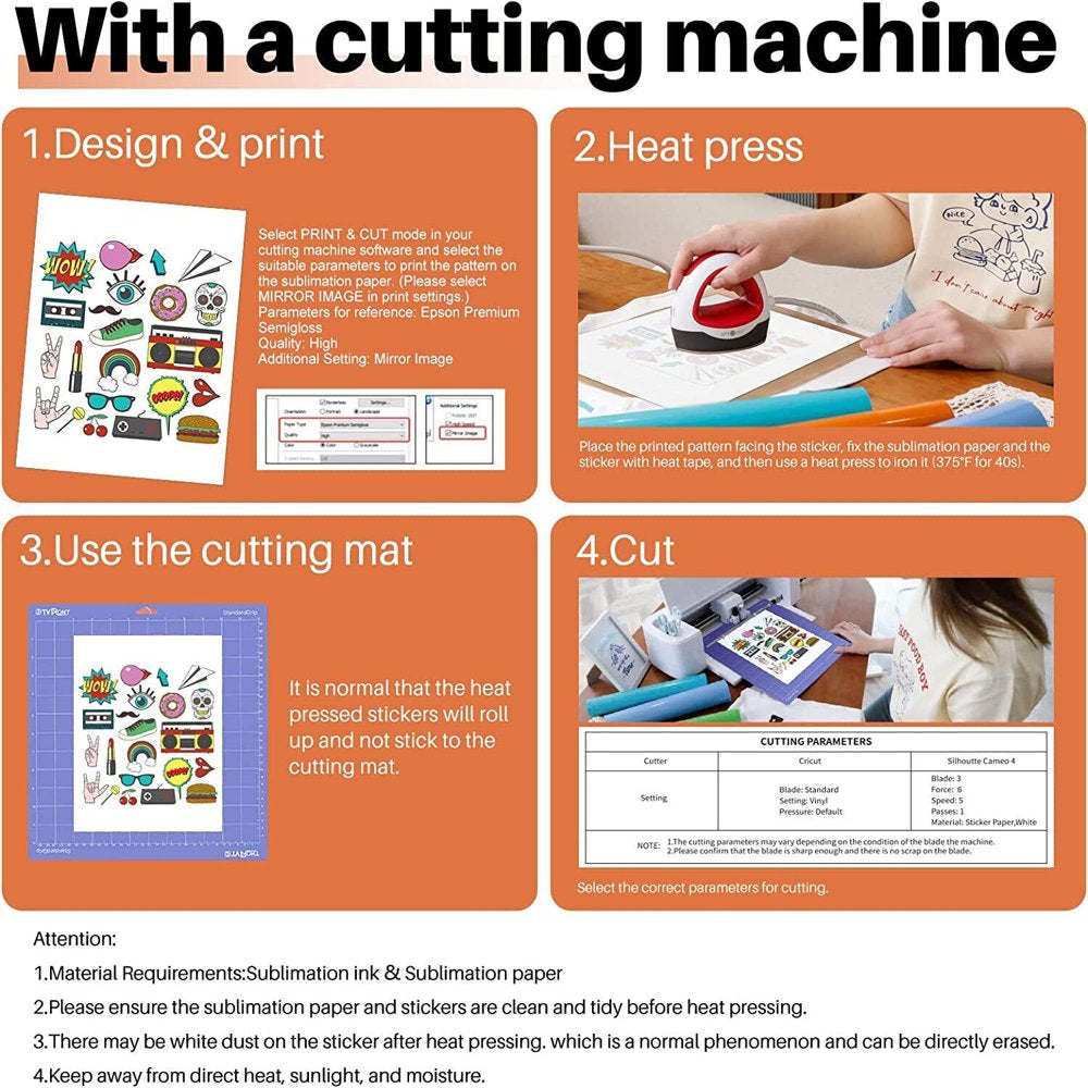 Sublimation Sticker Paper - 20 Pcs 8.5" X 11" Matte Transparent Waterproof Sublimation Stickers （Transparent）