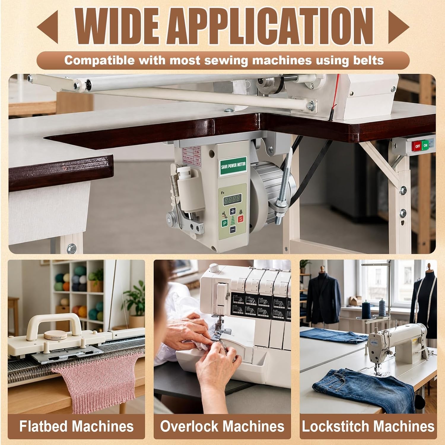 Wadoy Servo Motor Sewing Machine, Controller & Foot Pedal, AC 110V 750W 1HP | 200–6000 RPM Adjustable Speed, CW/CCW, Quiet Energy-Saving Industrial Brushless Sewing Machine Motor, User Manual Included
