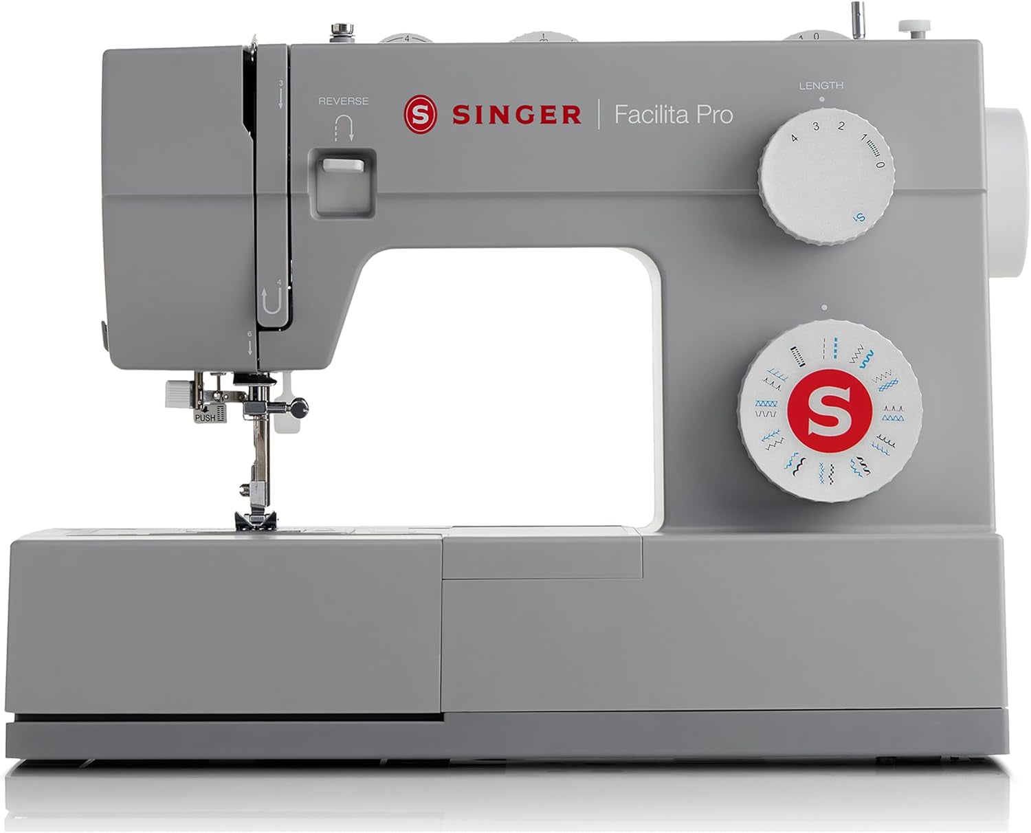 SINGER® 4423 (Grey) High Speed Heavy Duty Sewing Machine with Accessory Kit | 23 Stitches Deliver 97 Applications, 50% More Power for Denim and Canvas, 1100 Stitches/Min, Metal Frame, 1-Step Buttonhole