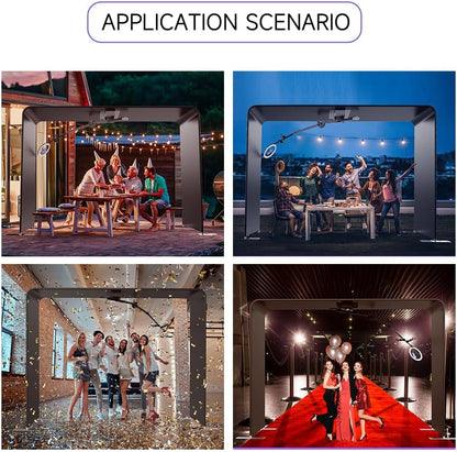 MWE Sky Overhead 360 Photo Booth for Big Parties with Software APP Remote Control Rotating 360-Degree Full Body Spin with Ring Light and Stand for up to 15 People (Booth+Arm)