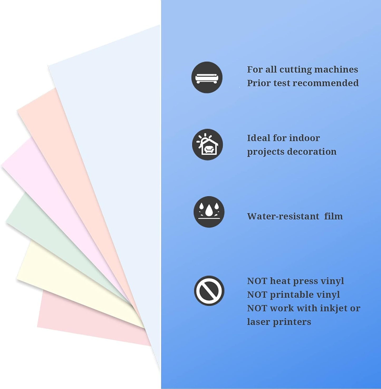 Cold Sensitive Color Changing Vinyl for Craft Cutter Adhesive Permanent Vinyl Sheets(Translucent to Blue, Red, Purple,Orange,Yellow,Green),12" X 12" 6 Sheets/Pack