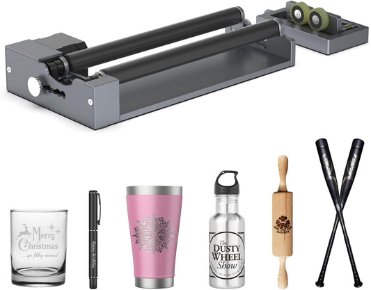 Rotary Roller with Bracket, Y-Axis Rotary Roller 360° Rotation for Cylindrical Objects, Tumbler, Cups, Bottles, Pens, Wine, Laser Rotary Aattachment for Carverall Laser Engraver and Cutter
