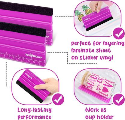 Professional Squeegee Tool for Vinyl Decals, Inkjet Vinyl Sticker Paper,And Wallpaper - 6"X2.9", Scratch-Free Application (Pitaya)