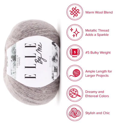 Premier Yarns ELLE by Me Odette, Bulky Yarn for Crocheting and Knitting, Merino Wool Blend, Wisp
