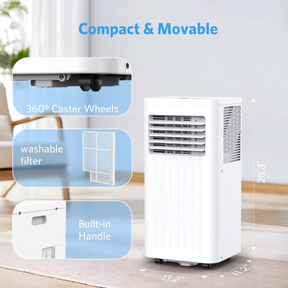 Portable Air Conditioners,8000 BTU,4 in 1 Portable AC Unit with Window Kits, Fan & Dehumidifier Modes,Cools up to 350 Sq.Ft,Led Display/Remote Control,24H Timer for Living Room,Bedroom