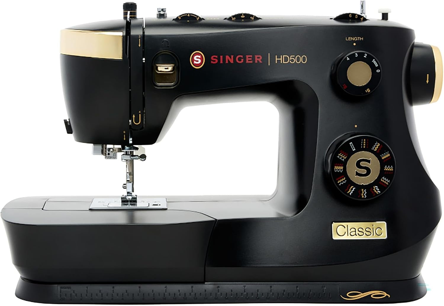 SINGER® Heavy Duty 500 Classic High Speed Sewing Machine + Accessory Kit | 23 Built-In Stitches, Strong Motor, Strong Piercing Power, 1-Step Buttonhole, Full Metal Frame, Large Sewing Space, LED Light