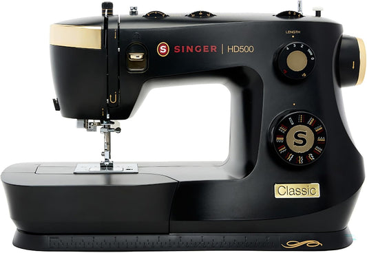 SINGER® Heavy Duty 500 Classic High Speed Sewing Machine + Accessory Kit | 23 Built-In Stitches, Strong Motor, Strong Piercing Power, 1-Step Buttonhole, Full Metal Frame, Large Sewing Space, LED Light