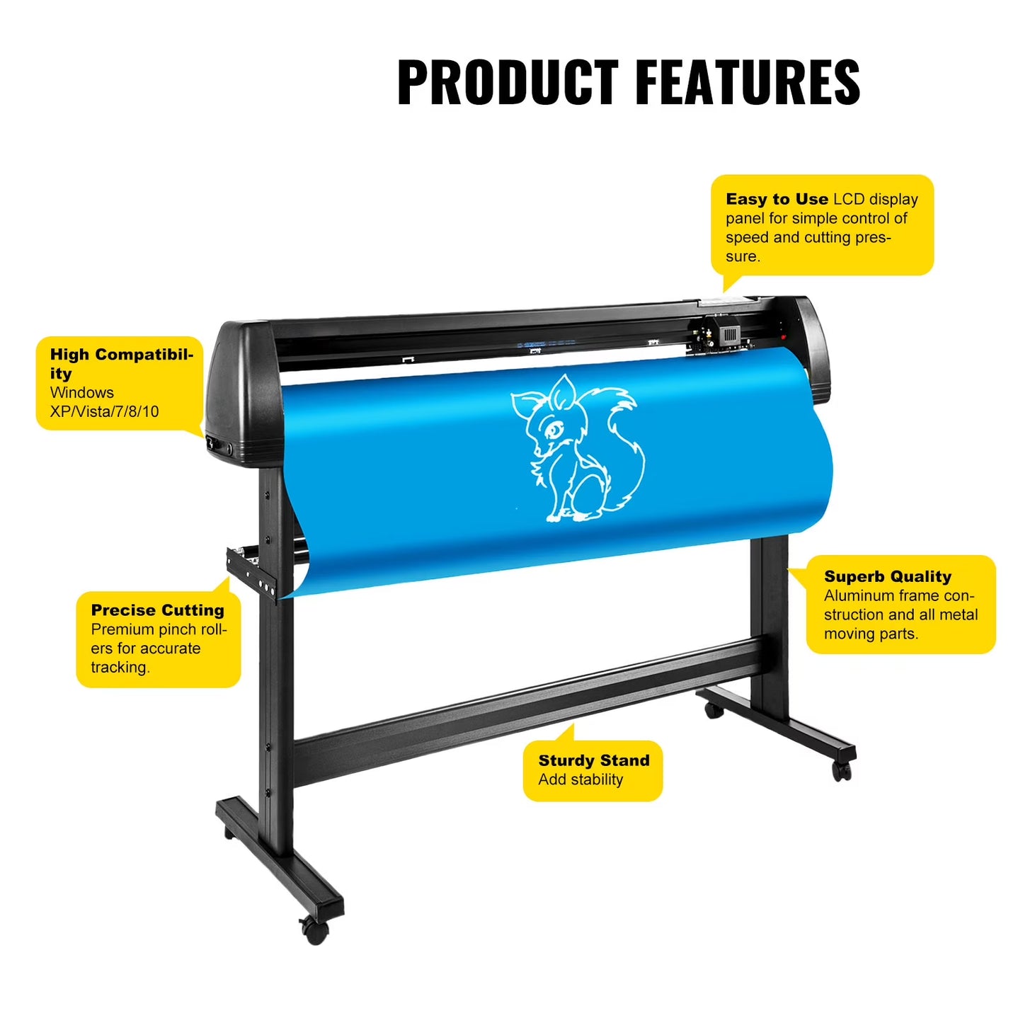 VEVOR 53" Vinyl Cutter/Plotter Sign Cutting Machine Software 3 Blades LCD Screen