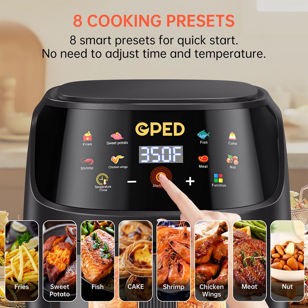 Air Fryer, 7.5QT Air Fryer Oven with Visible Cooking Window, 8 Cooking Presets, Supports Customerizable Cooking, Easy to Clean Non-Stick Basket, Including Air Fryer Paper Liners 50PCS, Black