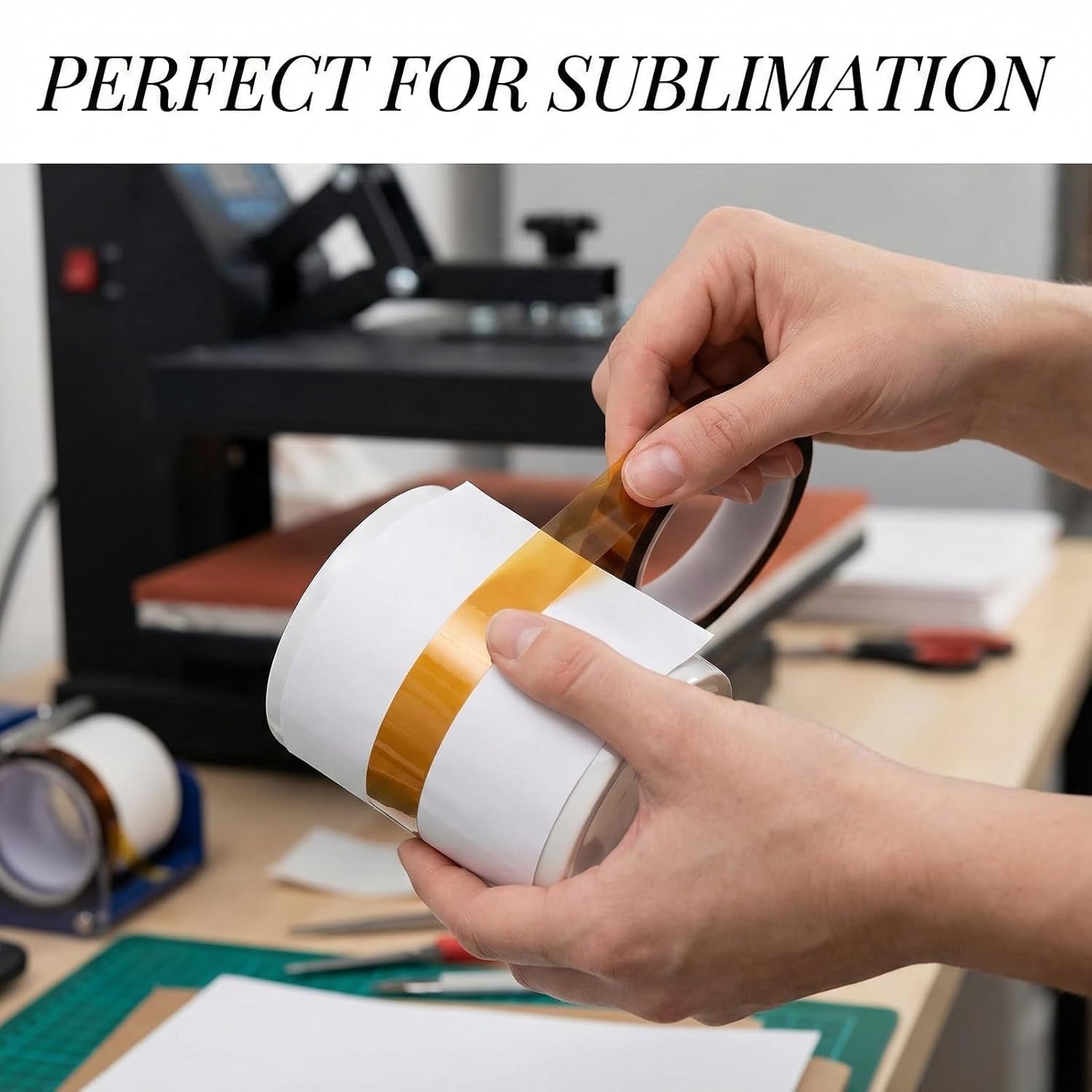 Tavira Heat Tape, 8 Rolls High Temperature Heat Resistant Tape 10Mm X 16M (52FT) for Sublimation Transfer, Heat Press, Soldering, Electronics, DIY Craft Use, Total 420 Ft