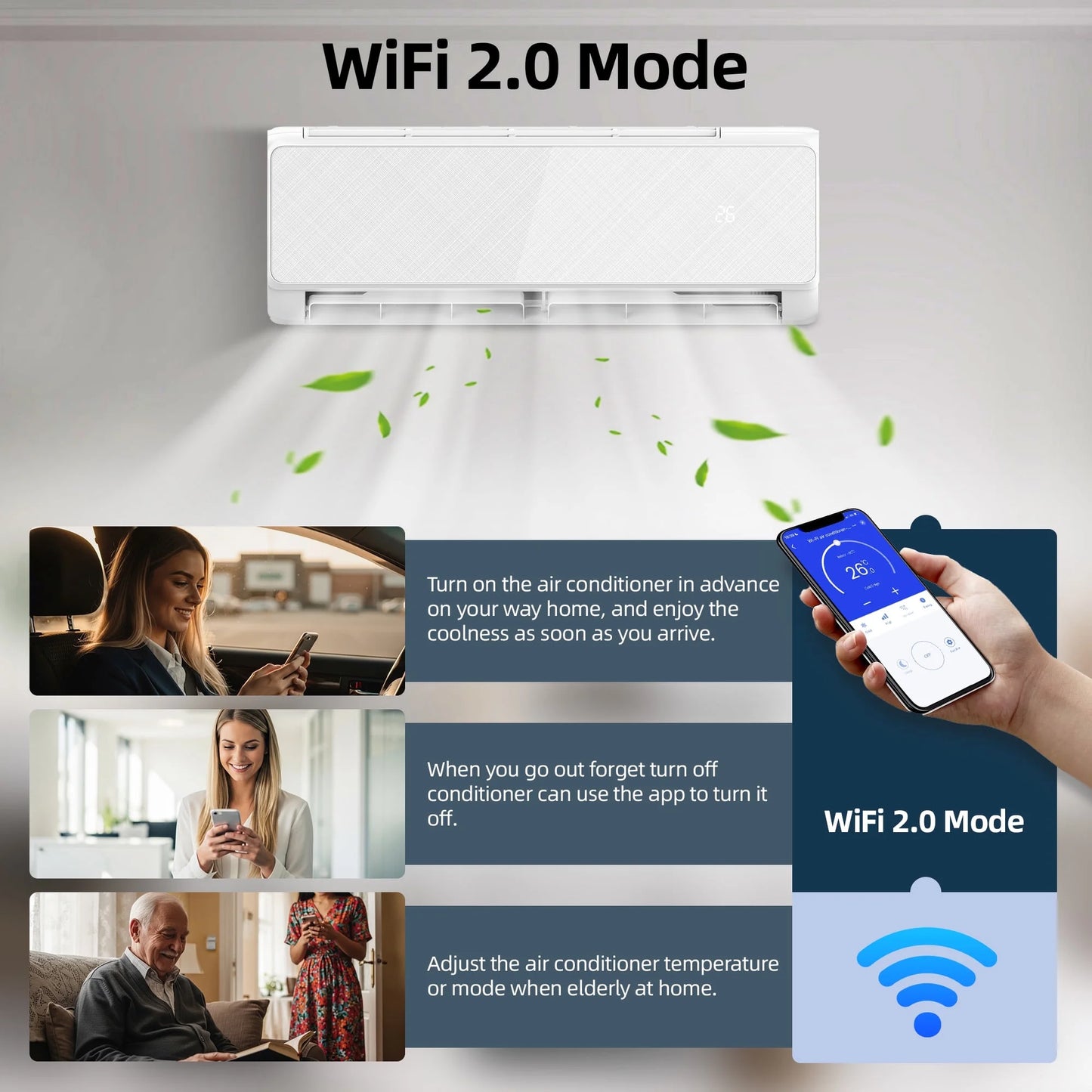 12000 BTU Split Air Conditioner & Heat, with Remove Control ,Wifi, 22 SEER2 Energy Efficient 115V ,Ductless Air Conditioner, For750 Sq.Ft