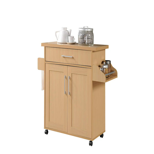 Kitchen Cart with Spice Rack plus Towel Holder, Beech