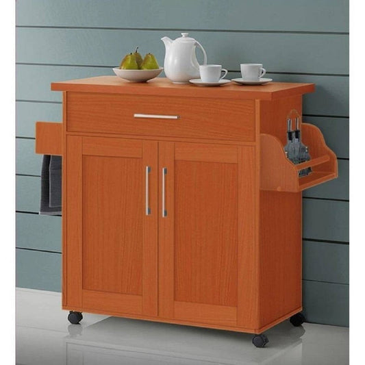 Kitchen Cart with Spice Rack plus Towel Holder, Cherry